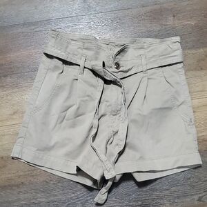 DL1961 Tan Camile Shorts with Paper-Bag Waist